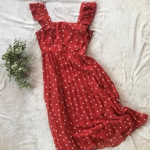 ASOS Pleated Polkadot Midi Dress